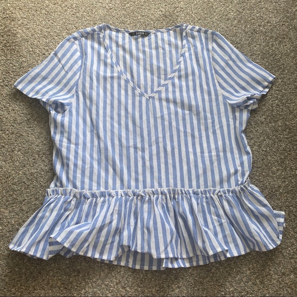 Striped Peplum Shirt - Picture 1 of 3